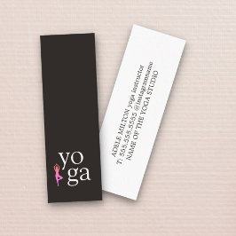 Svart vit Rosa med minimal Elegant Yoga Icon Mini Visitkort