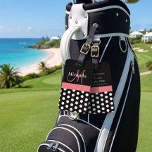 Svart Vit Rosa Monogram Skript Prickig Golf He