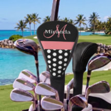 Svart Vit Rosa Monogram Skript Prickig Golf Kl