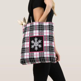 Svart, vit, Rosa Play med Snowflake Tote Bag Tygkasse