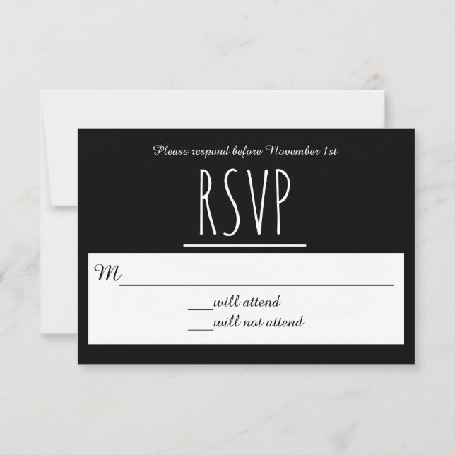 Svart/Vit RSVP - RSVP-kort OSA Kort (Framsida)