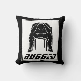 Svart vit Ruggad Man Holhead | Thinking Man Kudde