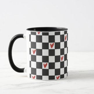 Svart & Vit Rutig Mugg | Modern Estetik