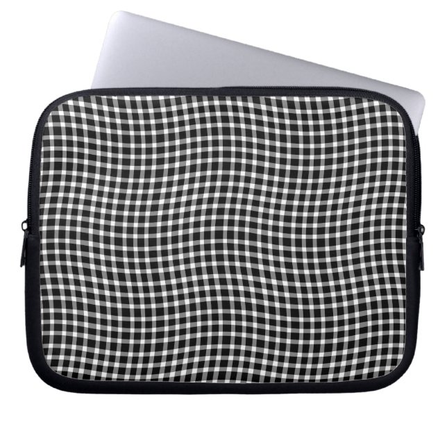 Svart-vit rutig sömlös mönster laptop fodral (Framsidan)