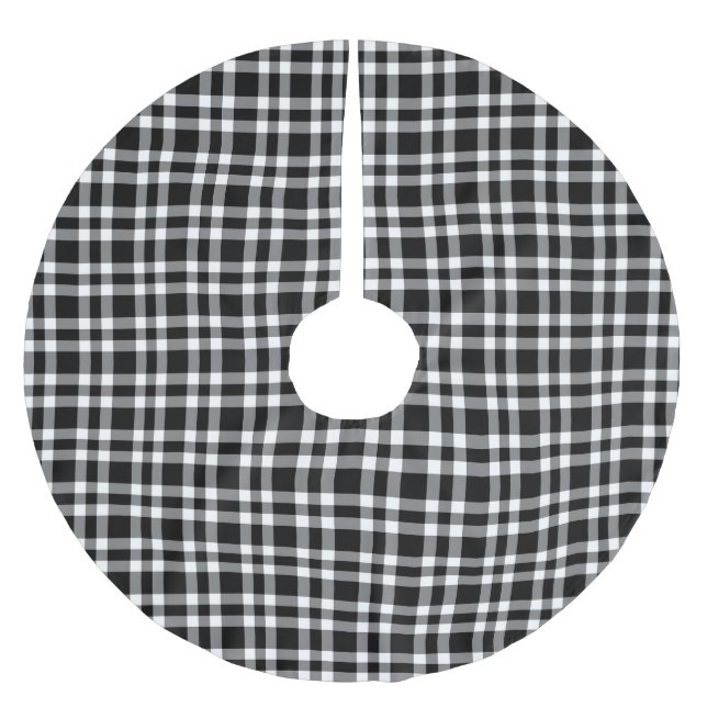 Svart-vit rutigt mönster julgransmatta borstad polyester (Framsidan)