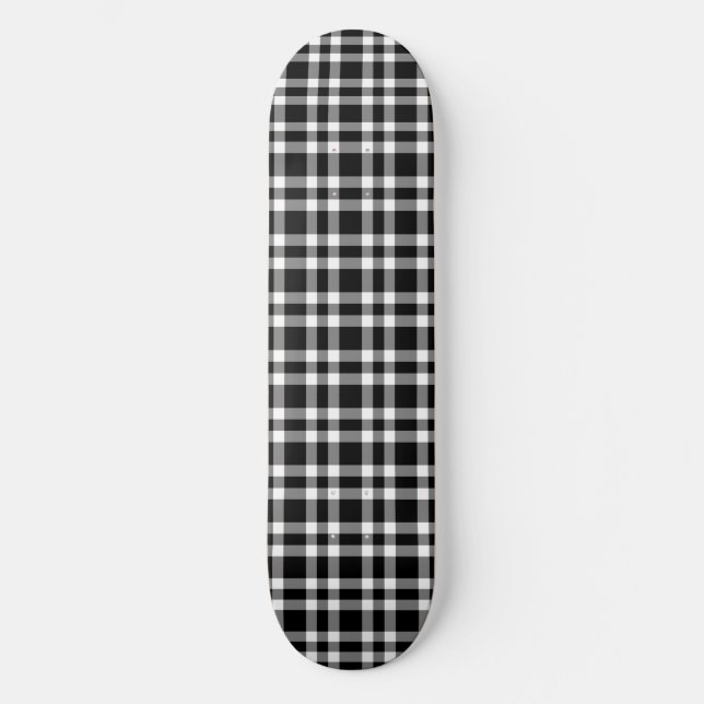 Svart-vit rutigt mönster mini skateboard bräda 18,5 cm (Framsida)