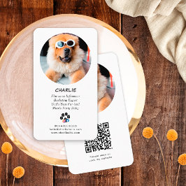 Svart & Vit Sällskapshund Foto Sociala Medier Qr K Visitkort