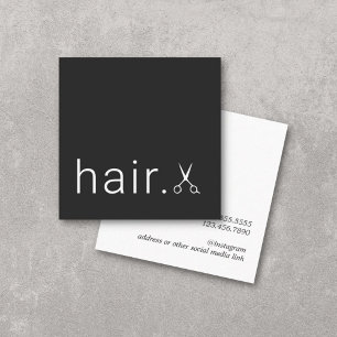 Svart vit-sax med minimal Elegant Hairstylist Fyrkantigt Visitkort