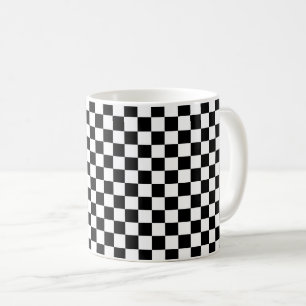 Svart-vit schackbrädemönster kaffemugg