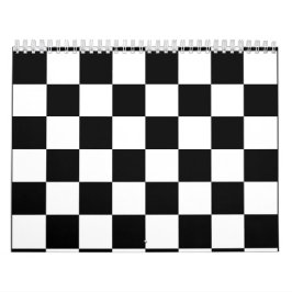 Svart-vit schackbrädemönster kalender