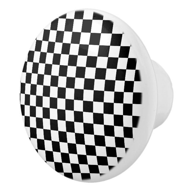 Svart-vit schackbrädemönster  knopp (Höger)