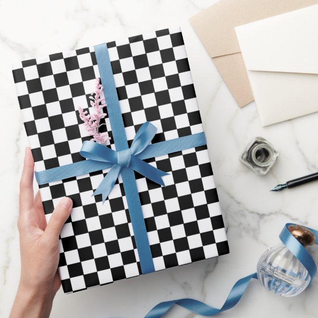 Svart-vit schackbrädemönster presentpapper (Gifting)