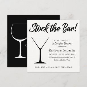 Svart/Vit Script Lager Bar Par Bröllpsdusch Inbjudningar