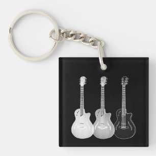 Svart & Vit Semiakustisk Gitarr Monokrom Konst