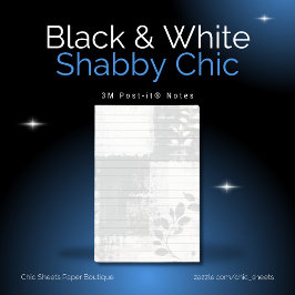 Svart & Vit Shabby Chic Botanisk 3M Post-it Block