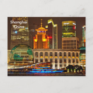 Svart & Vit Shanghai Vintage Resemärknings Turism Vykort