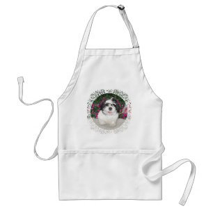 Svart & Vit Shih Tzu Valp Räddnings Hund Förkläde