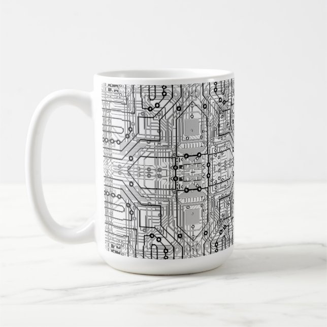Svart, vit, silver kaffemugg (Vänster)