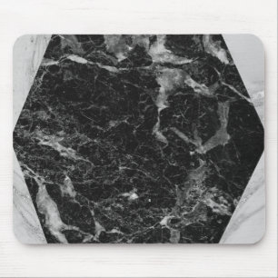 Svart Vit & Silvermarmor Modern Glam Musmatta