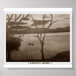 svart-vit sjöaffisch poster