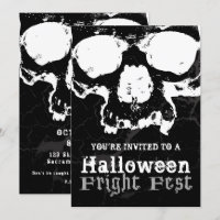 Svart & Vit Skalle Grungy Halloween Skräckfest