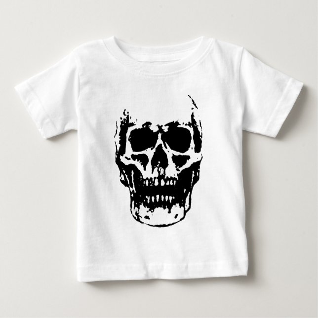 Svart Vit Skalle Pop Art Tee (Framsida)