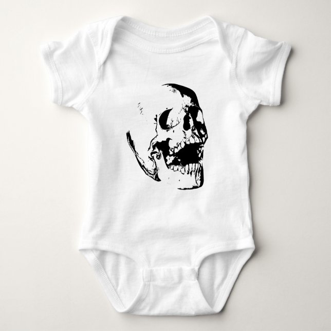 Svart Vit Skalle T Shirt (Framsida)