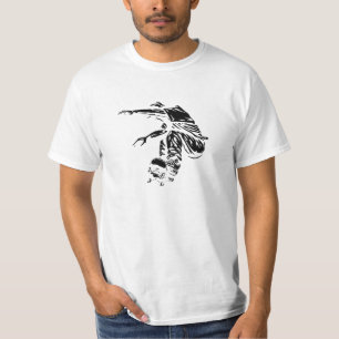 Svart & Vit Skateboardillustration T-shirt