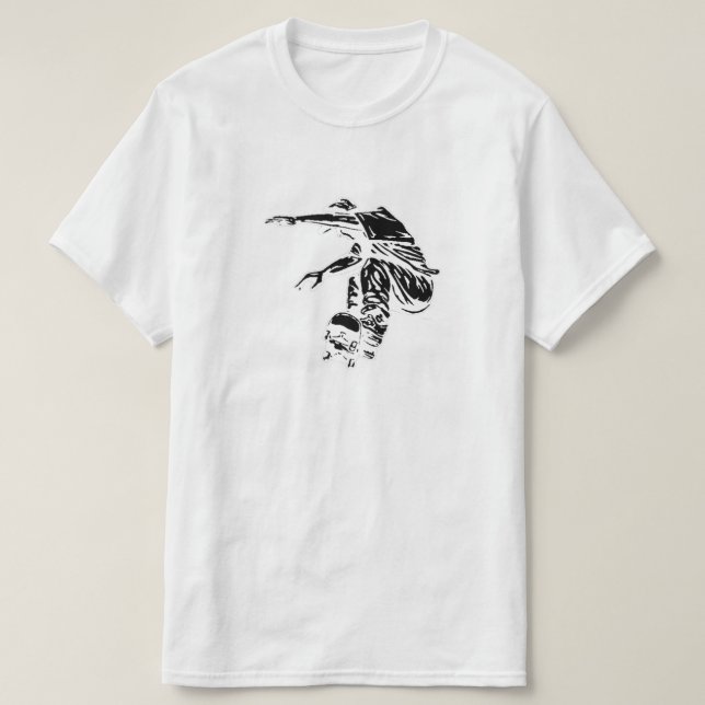 Svart & Vit Skateboardillustration Tröja (Design framsida)