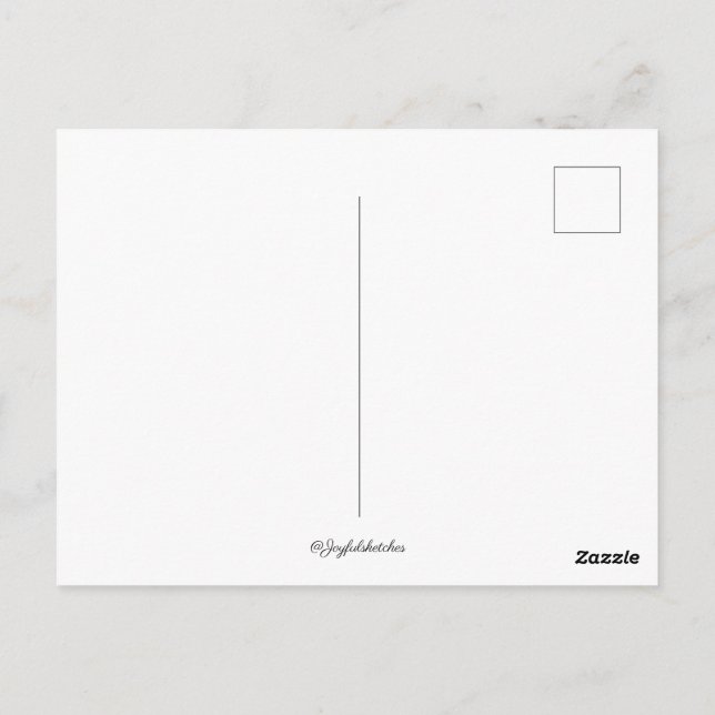 svart-vit skiss av berg vykort (Baksida)