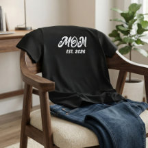 Svart Vit Skrift Etablerad Mamma T-Shirt