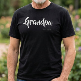 Svart Vit Skript Etablerad Farfar T Shirt