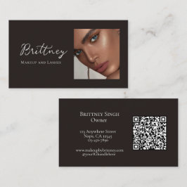 Svart Vit Skript QR-kod Foto Makeup Affärs C Visitkort