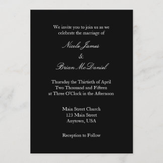 Svart vit slapp enkel bröllopsinbjudan inbjudningar