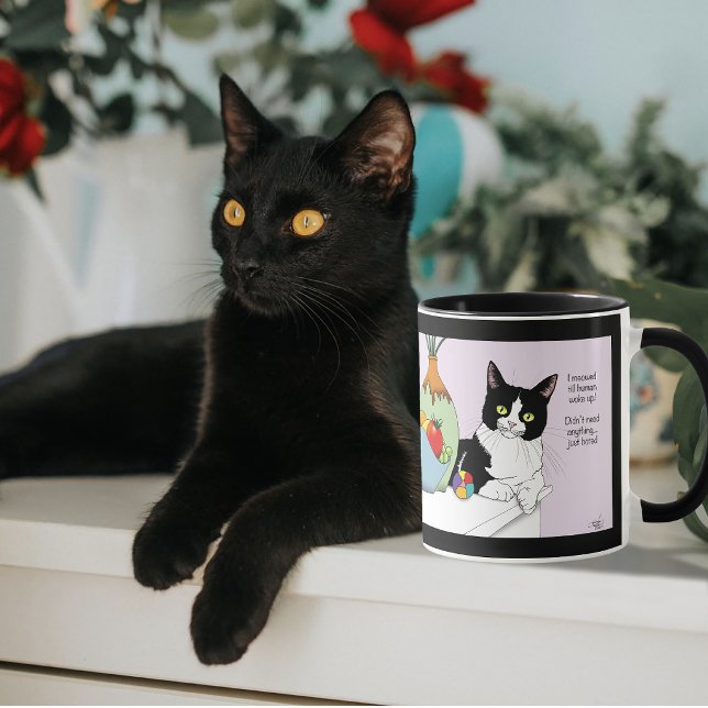 Svart Vit Smoking Rolig Katt Mugg (Skapare uppladdad)