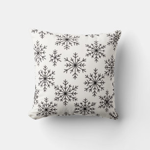 Svart & Vit Snöflinga Kastkudde – Minimalistisk Kudde