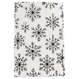 Svart & Vit Snöflinga Presentpåse – Elegant Minima
