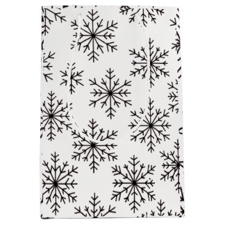 Svart & Vit Snöflinga Presentpåse – Elegant Minima