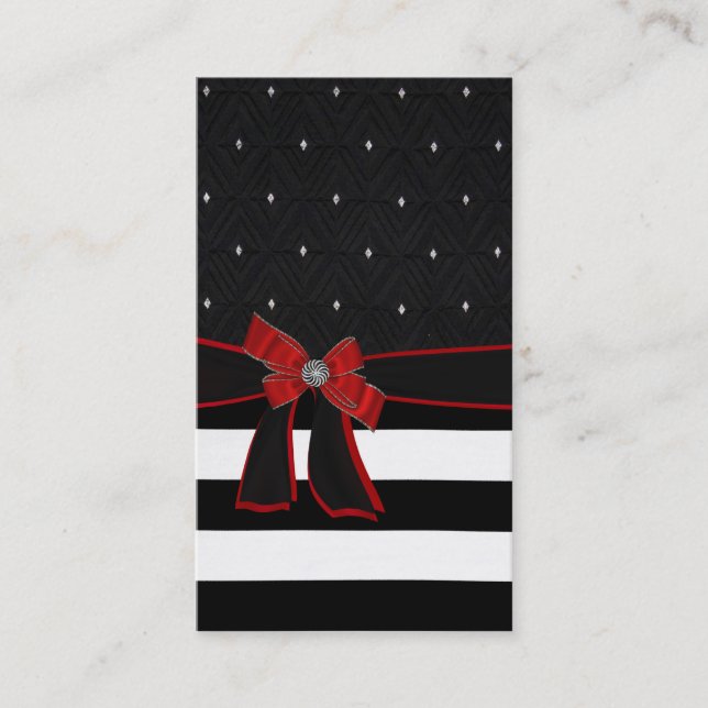 Svart vit som är röd, pilbågeRhinestonevisitkort Visitkort (Framsida)