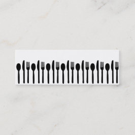 Svart vit som äter moderna visitkortar för utensil mini visitkort