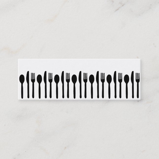 Svart vit som äter moderna visitkortar för utensil mini visitkort (Framsida)