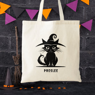 Svart & Vit Söt Halloween Svart Katt Barn Tygkasse