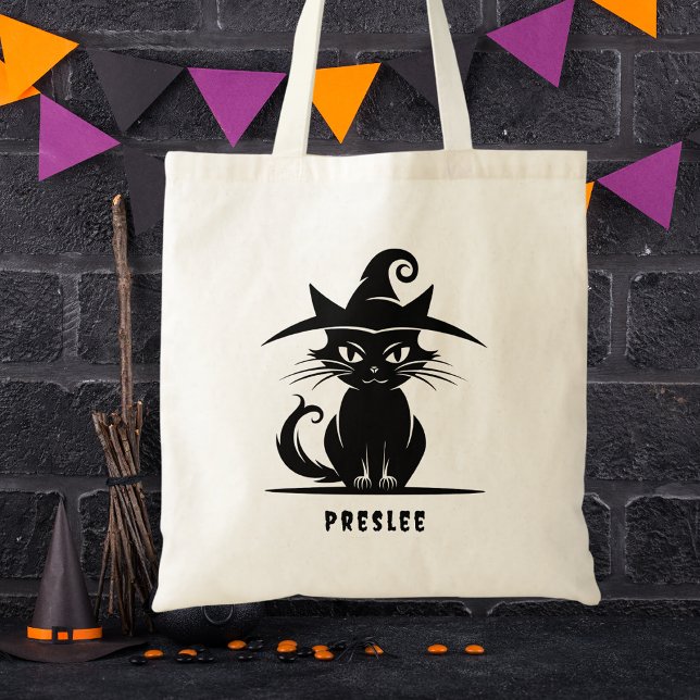 Svart & Vit Söt Halloween Svart Katt Barn Tygkasse (Skapare uppladdad)