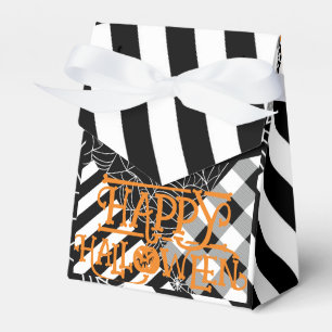 Svart-vit spindelnät-plockad Halloween-fest Presentaskar