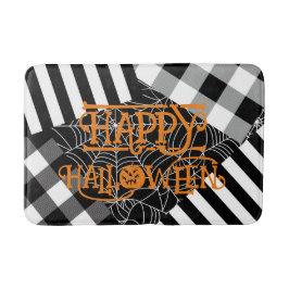 Svart & Vit Spindelnätslappteknik Halloween Badrumsmatta