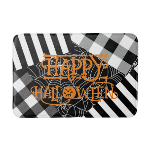 Svart & Vit Spindelnätslappteknik Halloween Badrumsmatta