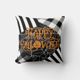 Svart & Vit Spindelnätslappteknik Halloween Kudde