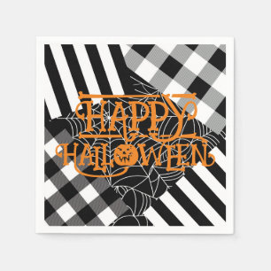 Svart & Vit Spindelnätslappteknik Halloweenfest Pappersservett