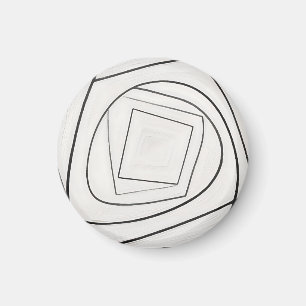Svart Vit Spiral Kvadrat Abstrakt Magnet