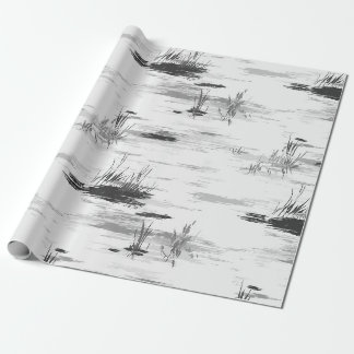 Svart & Vit Spöklik Damm Vårpresentpapper Presentpapper